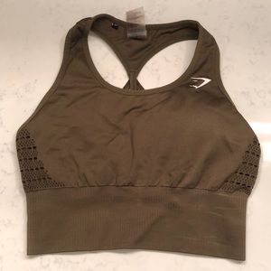Gymshark khaki seamless crop sports bra